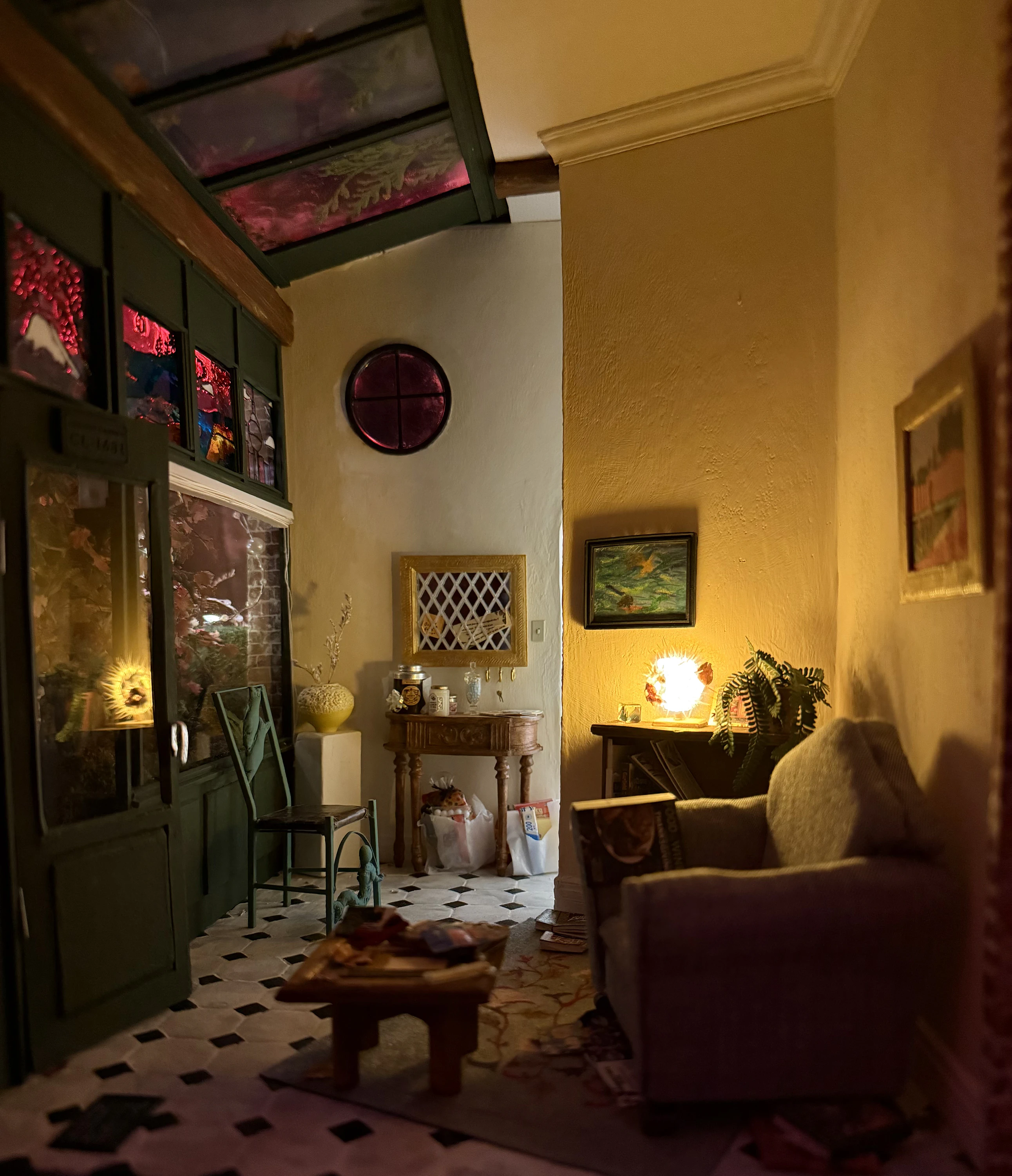Night time photo of a booknook model